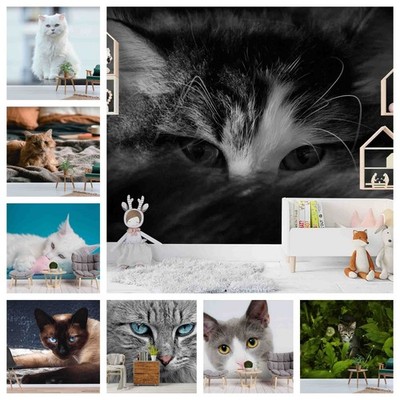 3D Cat Background Self-adhesive Wallpaper Removable Wallpaper Wall Mural