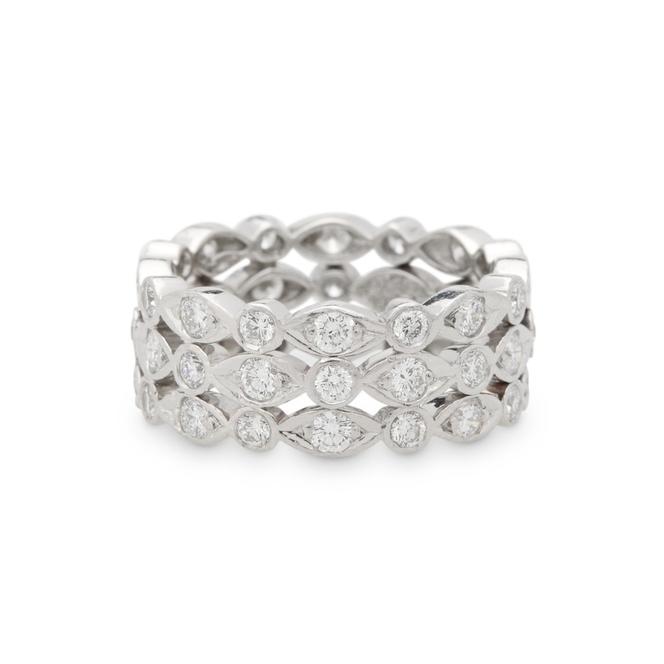Tiffany & Co. Platinum Jazz Three‑Row Diamond Ring, PT950 Discontinued ...