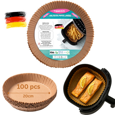 Triple k&s Backpapier für Heißluftfritteuse Bestpreis 100 Pcs 4 6,5L Rund(20cm)