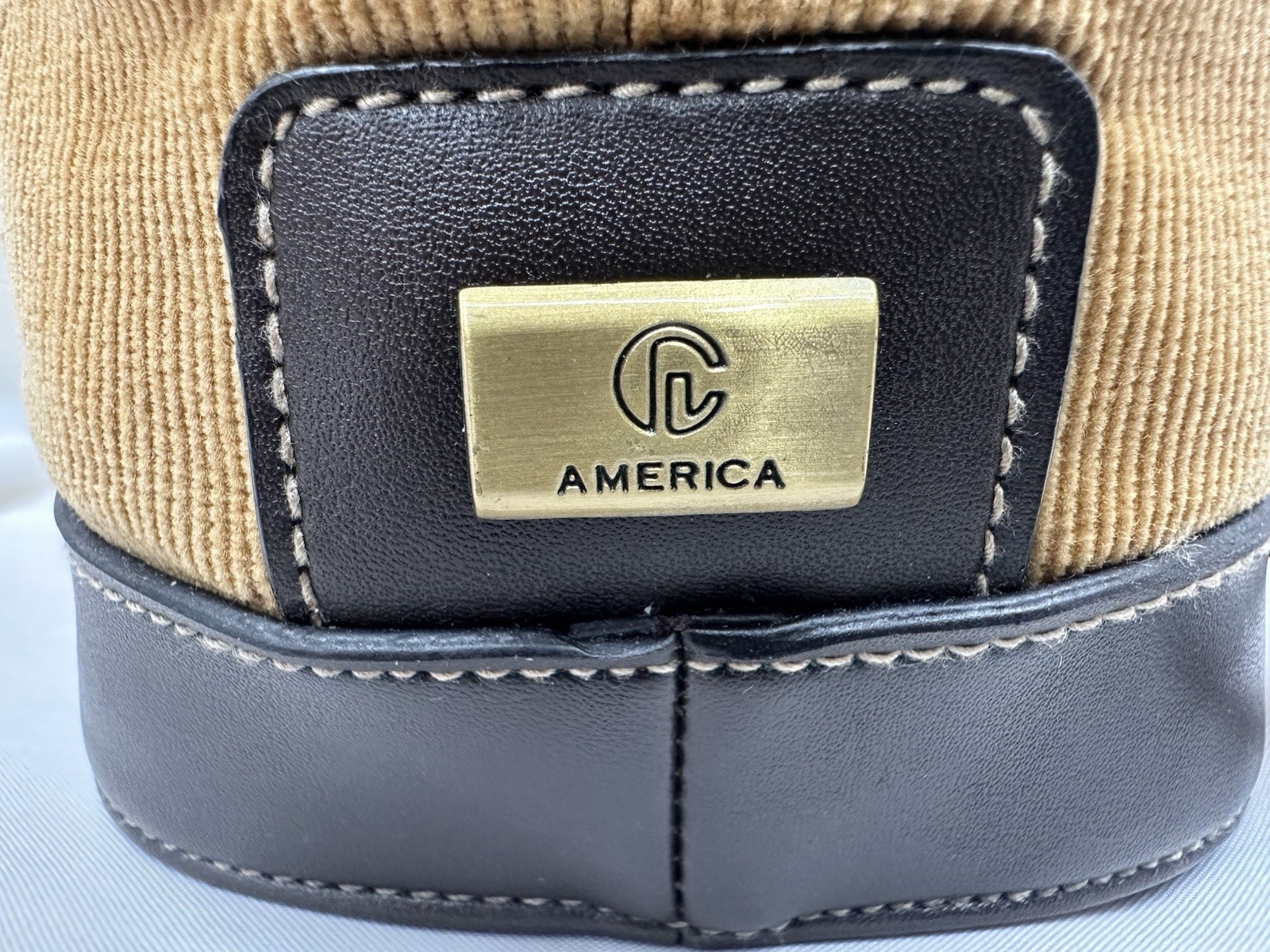 Vintage GC America Tan Corduroy Bag, Leather Trim + Glasses Case & Wristlet