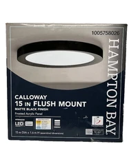 Home Decorators Calloway 15-inch Matte Black Selectable LED Flush Mount Light