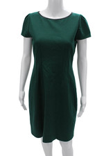 Elie Tahari Women Sheath Dress Green Short Sleeve Round Neck Size 6