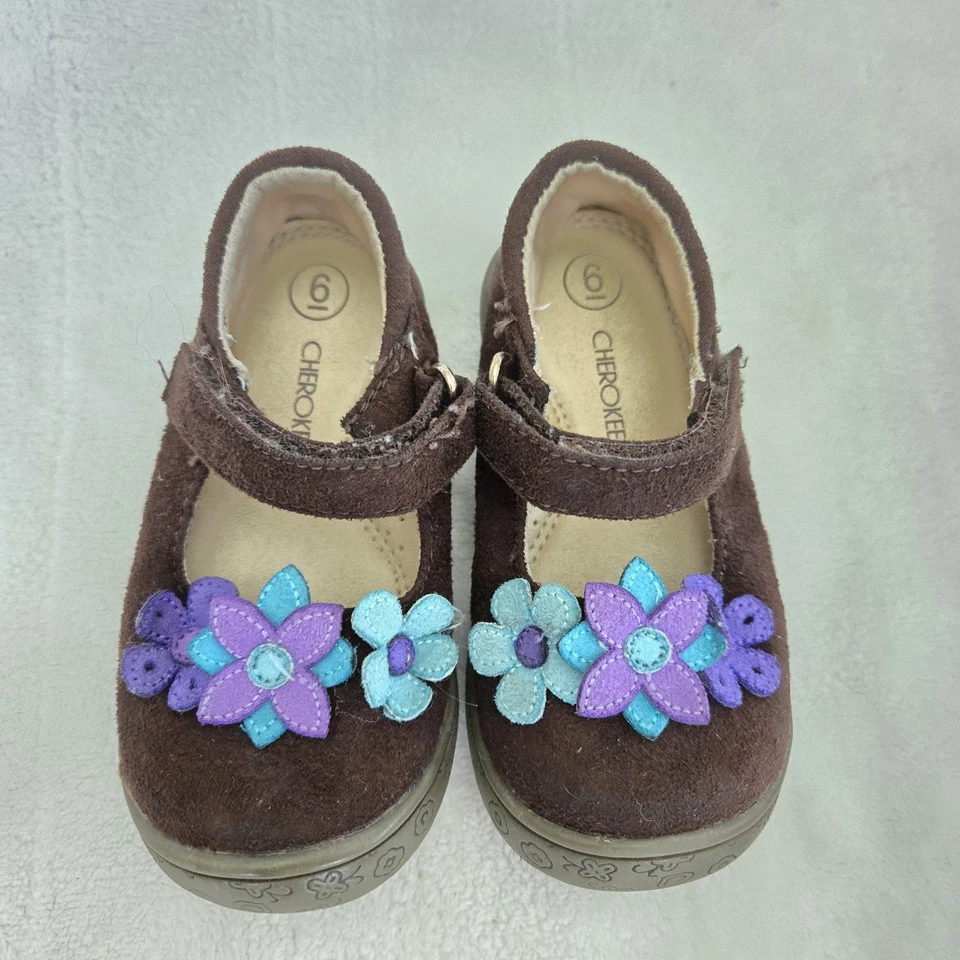 Toddler Girl's Mary Jane Brown Size 6 Cherokee Comfy Casual Coquette Shoes - Image 2 of 4