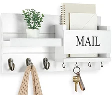 Mail Organizer for Wall Mount – Key Holder with Shelf Includes Letter Holder 