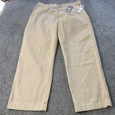 NWT Chaps Mitchell Pants Mens 36x30 Relaxed Fit Flat Front Tan Cotton Twill *NEW