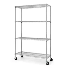 Silver 4-Tier Adjustable Welded Steel Heavy Duty Garage Storage Unit Shelving (4