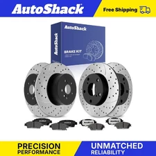 Front Rear Drilled Slotted Brake Rotors Ceramic Pads for Toyota Sienna V6
