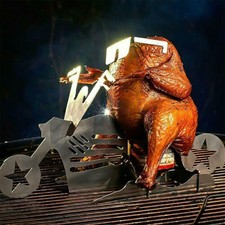 BBQ Beer Can Chicken Motorcycle Roaster Holder Standing Chicken Grill Rack