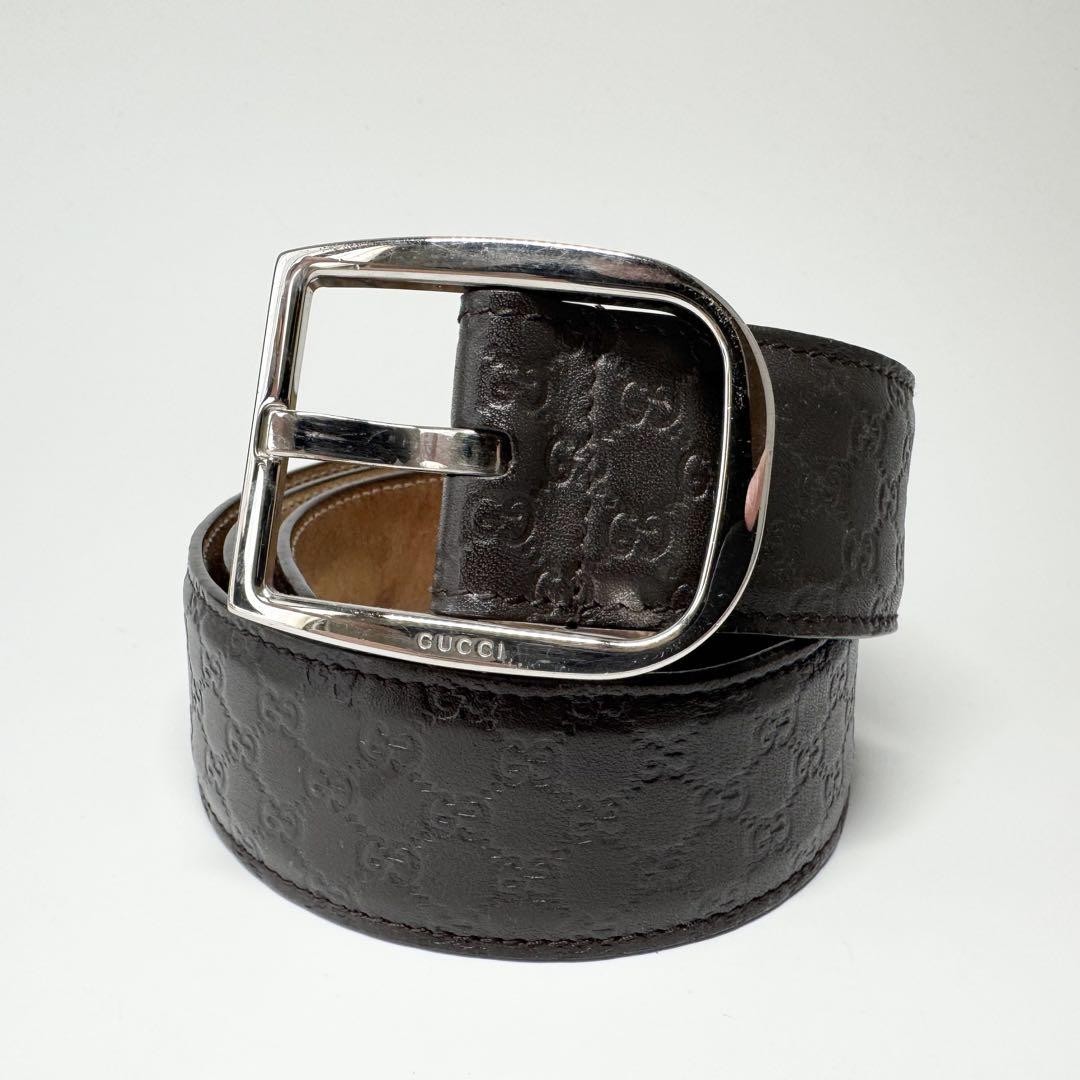 GUCCI GG Brown Leather Microshima Belt