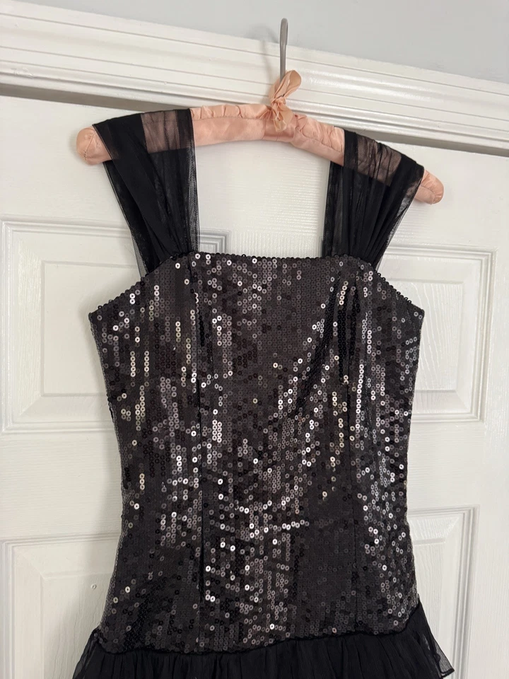 Twinset женщин черный блестками тюль ярусный мини-платье размер Италии 40 / США 4 - Изображение 3 из 4