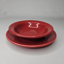 Pair of 2 Red Tuxton Vintage Ceramics - 6" Plate 14 & 5" Bowl 11 - Colorful MCM