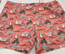 Vineyard Vines Men's Nautical Swim Shorts Coral XL Elastic Waist Pockets