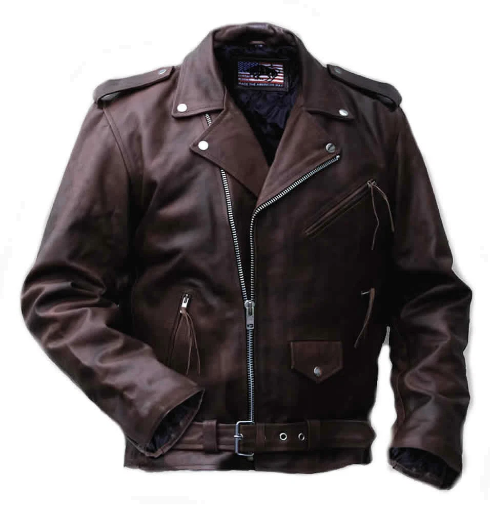 Texpeed Braun Motorrad lederjacke herren mit protektoren - Marlon Brando Retro Chopper Rockerjacke - Mit Original Biker Rüstung (EN 1621-1) Schutz 3XL
