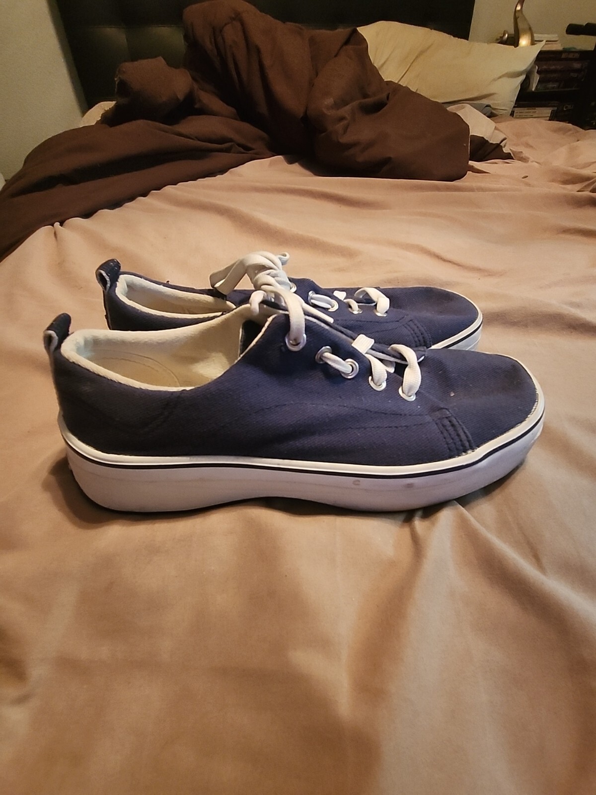 SAOLA Palloncini donna taglia 7 blu bianco scarpe tela suola gomma Oxford stringate