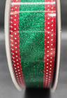 New Kirkland Wire-Edged Ribbon Red & Green Ribbon 1.5" x 50 yds Glitter Ribbon
