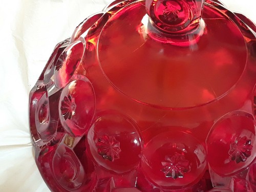 Vintage , large 8" by 10" Viking Amberina Ruby Red/yellow frut stand. - Picture 9 of 12