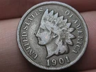 1901 Indian Head Cent Penny- Fine Details, Chocolate Brown