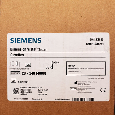 SIEMENS Dimension Vista System Cuvettes KS850 20 x 240 (4800-Pack) SMN 10445211