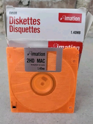 Imation Floppy Disk Mac 2HD 1.4 mb Neon Confezione da 10 Floppy Disk NUOVI - Foto 7 di 7