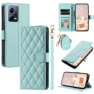 For Redmi and Xiaomi ''All'' Series Magnetic Leather Card Wallet Case W/ Lanyard