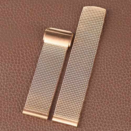 Correa brazalete de malla de acero inoxidable negro/plateado/oro rosa de 18/20/22 mm - Imagen 10 de 14