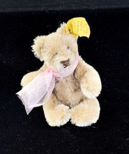 VTG STEIFF Beige Miniature Mohair Teddy Bear 0202/11 Austria 3" Ear Button Tag
