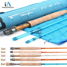 Maxcatch 3-8WT Fiberglass Fly Fishing Rod in Blue,Orange,or Transparent