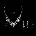 Crystal Diamante Leaves Flowers Silver Necklace Earrings Set Costume Jewellery