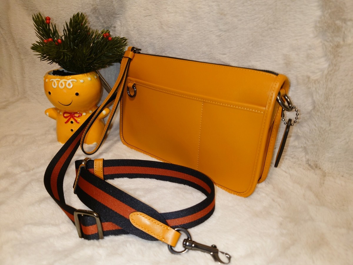 Coach Heritage Yellow Convertible Crossbody Wristet Pouch/with tag