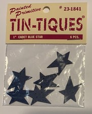 Tin-Tiques Painted Primitive 1&rdquo; Blue Stars, Tin Craft Cut-outs, 2 packs of 6