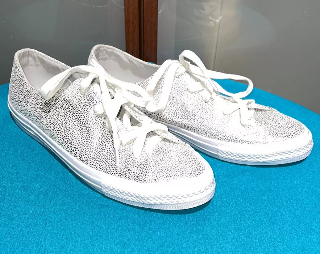Converse All Star Gemma Stingray Silver Metallic Womens Leather Low Top Size 9.5