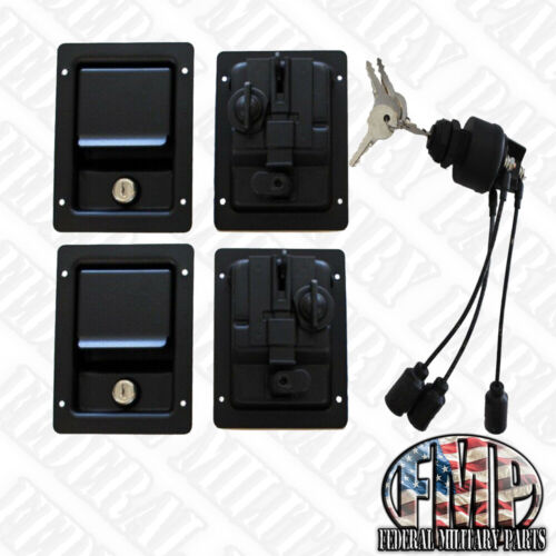 SECURITY KIT BLACK Locking Door Handles & Keyed Ignition Switch fits HUMVEE M998 - Picture 1 of 4