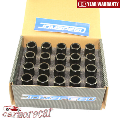 M14X1.5MM ALUMINUM TUNER RACING LUG NUTS JDMSPEED EXTENDED FORGED 60M BLACK 20PC