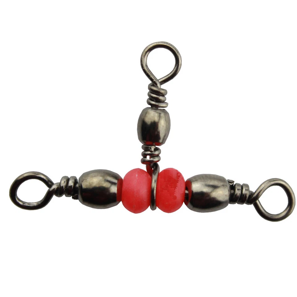 3 Way Fishing Rolling Brass Barrel Triple Tackle T Swivel 40lb Lure Connector - Image 3 of 4