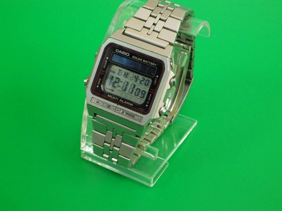 Vintage Casio DW-2000 Solar Watch multi-alarm Made in Japan Battery replaced