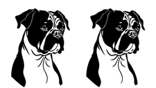 Boxer Dog Stare Two Pack 5" Black Vinyl Decal Car Truck Laptop Tablet Tumbler