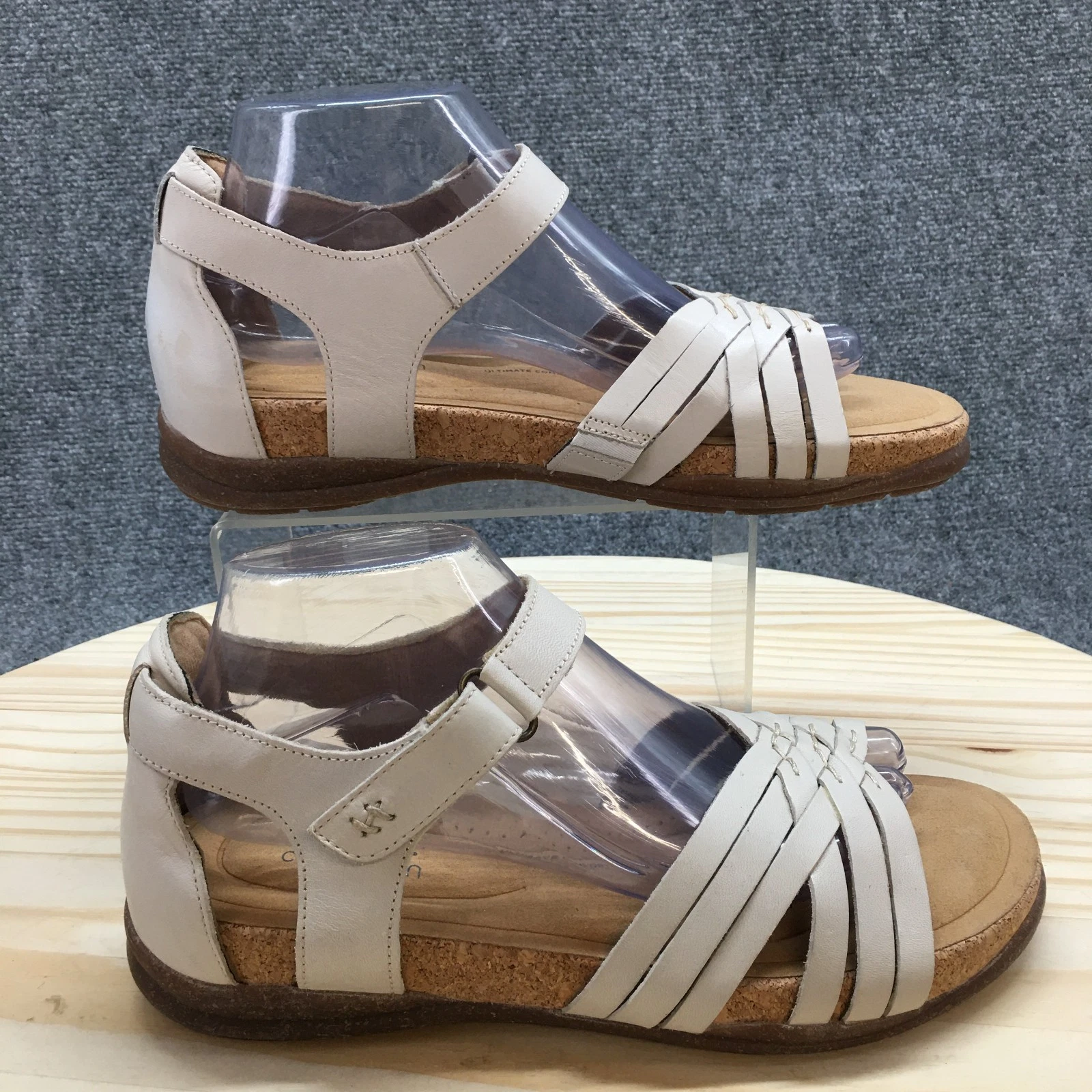 NUOVI sandali Clarks Collection donna 9 5 m Roseville Cove ballerine con cinturino bianco sporco