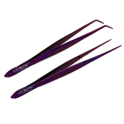 O'Creme Purple Stainless Steel Precision Kitchen Culinary Fine-Tip Tweezer To...
