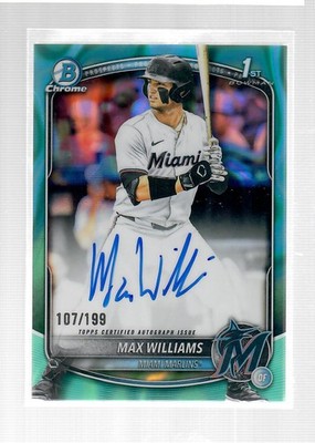 2025 Bowman Draft Max Williams Aqua Lava Refractor Auto 107/199 Marlins