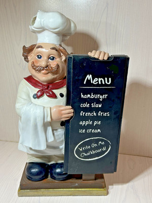 15'' Mainstays Tabletop Resin Chef Figurine With Chalkboard Message Board