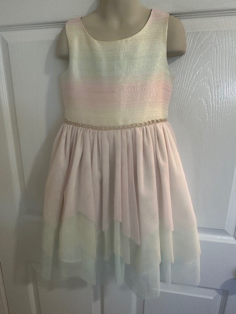 Bonnie Jean Size 6 Girls Pink Dressy Dress With Sparkles And Clear Stones