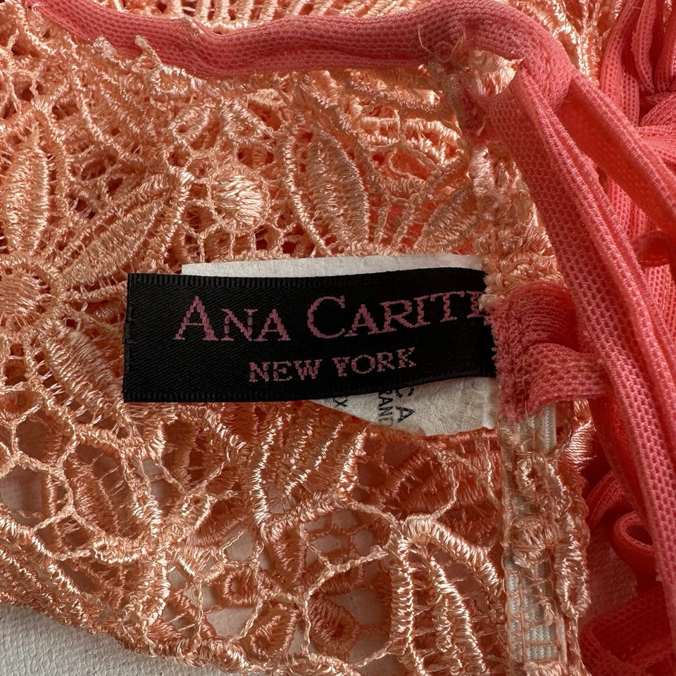 Exotica Ana Carite Nueva York 2 Piezas Crochet Tejido 2 Piezas Natación Top Falda Talla M/L Foto 4 de 4