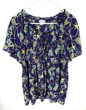 Blusa para mujer Chloe + Rene manga corta grande náutica plisada nueva