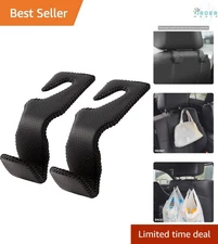 Car Headrest Hooks Leather Black Pack of 2 Hang Bags Coats Purses Organizer