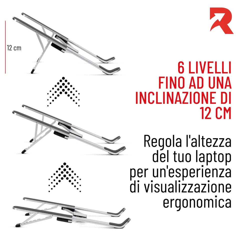 Supporto Pc Portatile Regolabile in alluminio con antiscivolo - Immagine 2 di 4