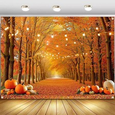 7x5 FT Fall Autumn Photography Backdrop Maple Leaves Pumpkins Thanksgiving