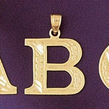 Initial B Charm Pendant 14k Gold