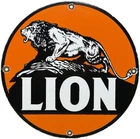 VINTAGE LION GASOLINE PORCELAIN SIGN GAS STATION PUMP PLATE MOTOR OIL