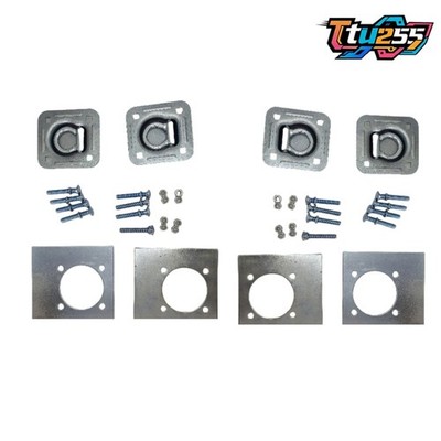 4 Pack For Cargo Trailer With Hardware Anchor Tie Down D-Ring Flush Silver