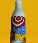 Vintage Carlton White Milk Glass Collectible Juice Bottle Beach Umbrella Ocean